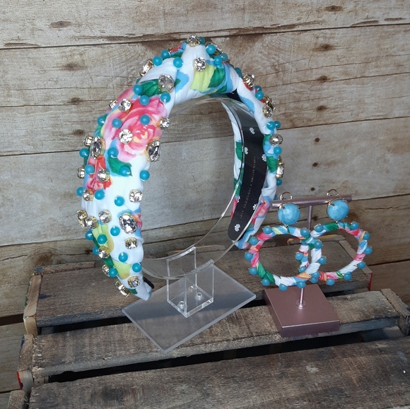 Lele Sadoughi x Roller Rabbit Ponderosa Headband and Matching Earrings - Picture 1 of 9